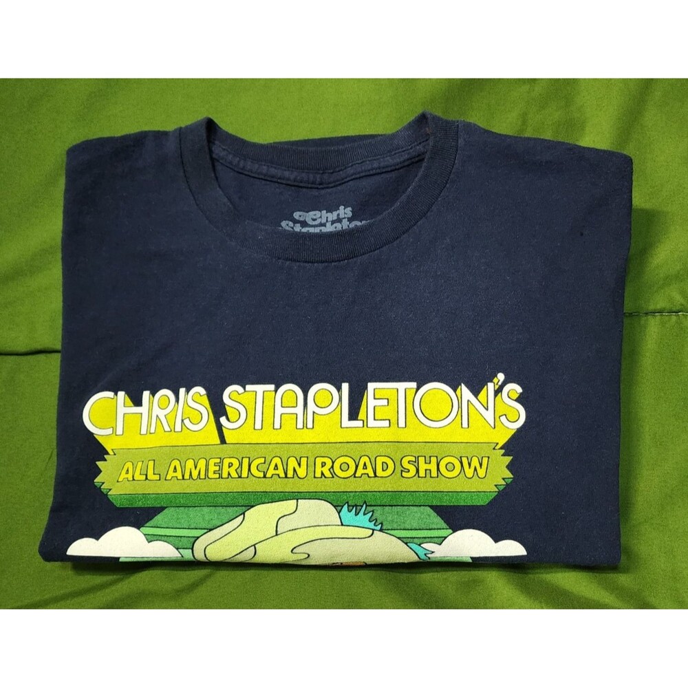 Chris Stapleton 2023 Tour All American Road Show T-Shirt Navy Blue Size 2X